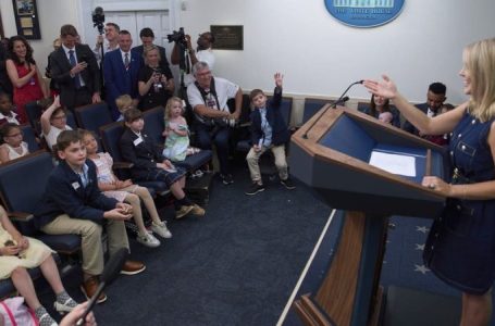 Children take over White House briefing room with questions about Trump’s favorite ice cream, superpower