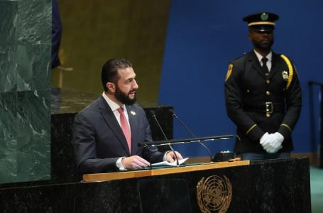 Syrian president’s historic UN speech joined by thousands rallying outside for peace and Trump’s support