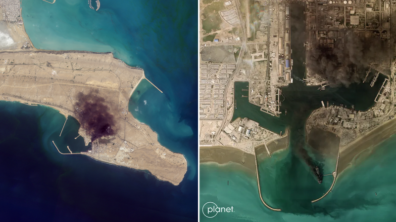  New satellite images show fires, naval base damage across Iran after US-Israeli strikes